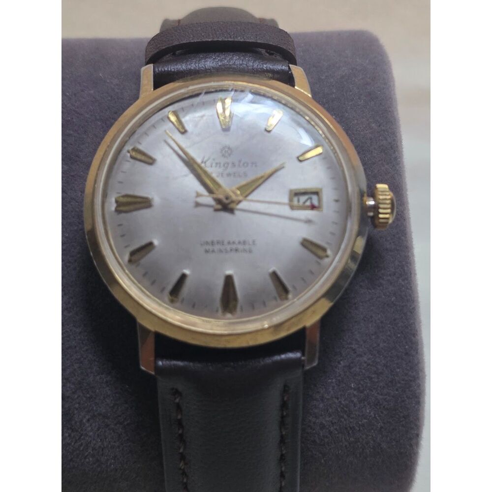 Vintage Kingston 17 Jewels Mechanical Men's Watch Date Gold Tone